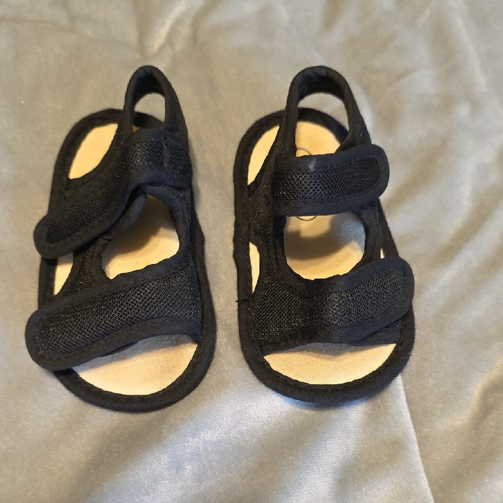 Baby Black Velcro Sandals